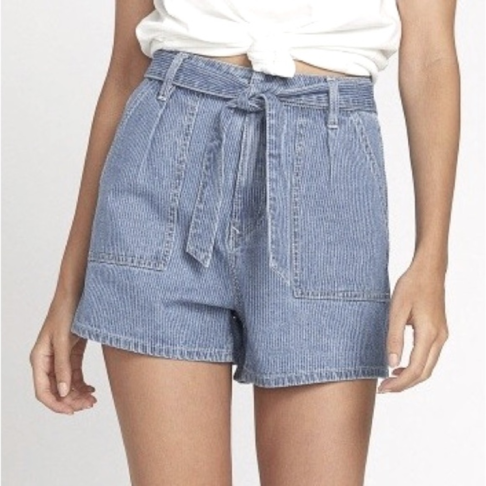 VOLCOM High Rise Denim Railway Stripe Shorts Size 29
